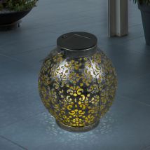 Boule solaire antique Boule solaire en métal pour jardin Lampes solaires boule pour l'extérieur, avec effet de lumière orientale en argent à