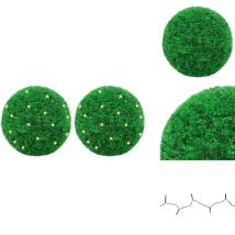 Boules de buis artificielles avec lumières led 2 pcs vert 45 cm - Boule De Buis Artificielle - Boules De Buis Artificielles - Boule Topiaire