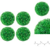 Boules de buis artificielles avec lumières led 4 pcs vert 12 cm - Boule De Buis Artificielle - Boules De Buis Artificielles - Boule Topiaire