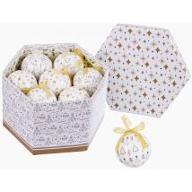 Boules de Noël Blanc Doré Papier Polyfoam 7,5 x 7,5 x 7,5 cm (14 Unités)