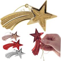 Boules de Noël Boules de Sapin de Noël Décorations de Noël Pendentifs Étoiles 4Pcs