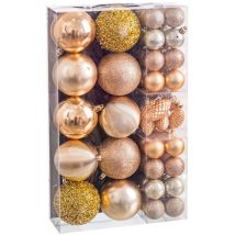 Set de 50 boules de Noël doré – 4 cm, 6 cm, 8 cm – Plastique – CLICCANDOSHOP