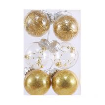 Cyslmuk - Boules de noël élastiques résistantes aux chutes 8cm, 6 boules transparentes en boîte, pendentifs de boule d'arbre de noël, décorations de