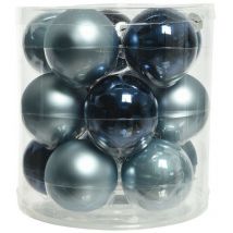 Boules de Noël en verre à suspendre 6 cm Bleu Lot de 15