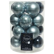Boules de Noël en verre à suspendre 6 cm Bleu Lot de 20