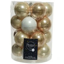 Boules de Noël en verre à suspendre 6 cm Perle, Blanc et Caramel. 20 sept.