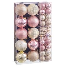 Set de 58 boules de Noël rose et doré – Boule de Noël – Largeur, Longueur, Finition métal, Matières – Cliccandoshop