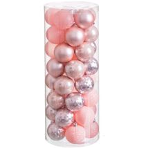Set de 40 boules de Noël rose 6cm – Mobilier d'intérieur – Largeur, Longueur, Finition métal, Matières – Cliccandoshop