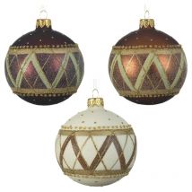 Boules de Noël à carreaux assorties Ø8 cm