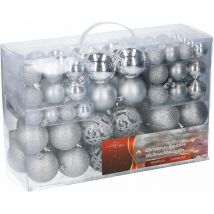 Boules de Noël incassables - 100pcs 3/4/6cm - Couleur : argent