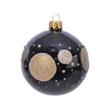 Boules noires avec planètes scintillantes Ø8 cm