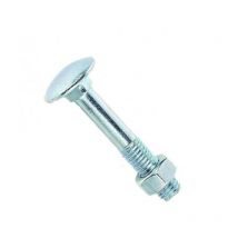 Boulon bois tête ronde collet carré zingué blanc (boîte) - Cond. /pcs: 50 - ø mm: 8 - Long. mm: 140
