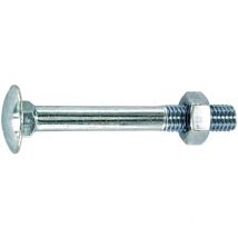 Boulon tête ronde à collet carré en acier zingué 6x40mm, 5 pièces.
