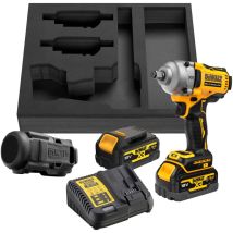 Outillage - Clé à chocs sans fil 18V, 2 batteries 5,0 Ah xr, housse en caoutchouc, chargeur DCF891P2G - Dewalt
