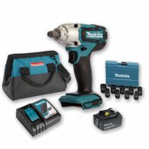 Boulonneuse à chocs 18V 190Nm 1/2' DTW190 avec 1 batterie 3Ah + Coffret 9 douilles + sac Makita