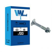100 boulons trcc 6 x 90mm zingué - Viswood