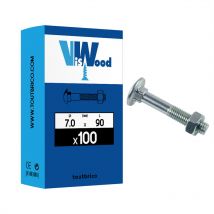 100 boulons trcc 7 x 90mm zingué - Viswood