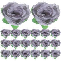 Bouquet 50pcs 3cm Roses Artificielles Têtes de Fleurs Décoration de Mariage (Gris)
