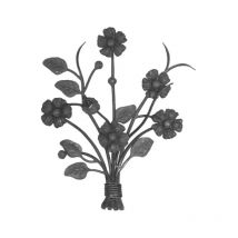 Deco Fer Forge - Bouquet de fleur en fer forgé martelé - Hauteur 440mm Largeur 330mm - Fer forgé - à souder