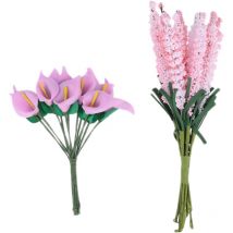 Bouquet de fleurs artificielles, bouquet de lys calla artificiel (rose) et lavande artificielle (HS58-1 rose), ensemble pour intérieur de maison,