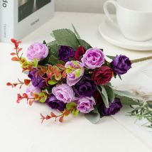 Bouquet de fleurs artificielles en soie pour décoration de mariage, de maison, de tombe