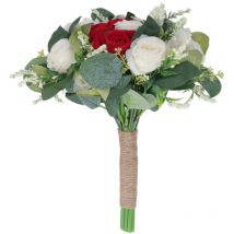 Bouquet de Mariage Bouquet de Fausses Fleurs Bouquet de Mariage Romantique Bouquet de Main pour Célébration Cérémonie Anniversaire Fête Rouge