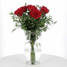 Kentis - Bouquet di 6 Rose Rosse a Stelo lungo 50 cm