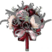 Bouquet rose poudré bordeaux - Blush champagne avec eucalyptus, vraies fleurs de mariage parfaites