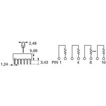 Bourns - 4610X-102-681LF Widerstandsnetzwerk 680 ω tht SIP-10 0.3 w 1 St.