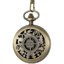 Boussole classique, montre de poche rétro vintage portable en or, équipement d'aventure d'alpinisme en plein air, montre de poche à boussole