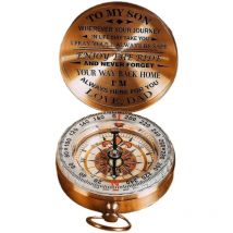 Fei Yu - Boussole en cuivre Cadeau de Noël pour fils, boussole de style vintage pour le voyage et l'aventure de la vie