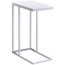 Idimex - Table d'appoint rectangulaire debora, en métal blanc et décor blanc mat