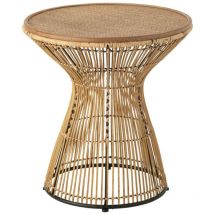 Hellin - Bout de canapé ethnique en rotin et métal noir - anaya