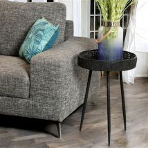 Pier Import - Bout de canapé métal noir motifs ajourés petit modèle