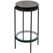 Made In Meubles - Bout de canapé plateau en verre gris Lise