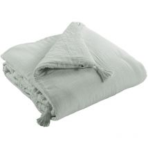 Bout de lit gaze de coton 150 x 150 cm Gaia eucalyptus