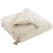 Bout de lit gaze de coton 90 x 200 cm Gaia beige
