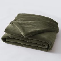 Bout de lit gaze de coton 90 x 200 cm velours de coton César Vert thym