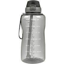 Fei Yu - Bouteille d'eau de motivation 2000 ml, salle de sport et sports de plein air Gris