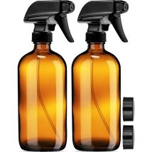 Dazzler - Paquet de 2 bouteilles vides en verre ambré Chaque grande bouteille rechargeable de 16 oz est parfaite pour les huiles essentielles