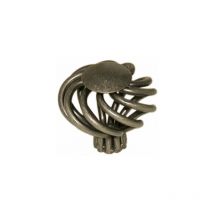 Bouton boule plat fer torsadé de diamètre 38mm laitonné vieilli Cadap 00372/2S