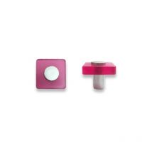 Bouton carré, pvc, rose opale, 30X30mm, H26mm, 1 pièce avec visserie.