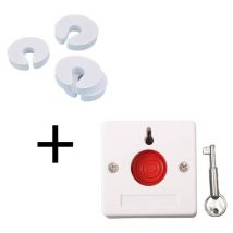 Bouton d'alarme d'urgence Bouton d'alarme incendie efficace Bouton de panique avec clé 250 v + 4 bouchons de porte en forme de c en eva souple