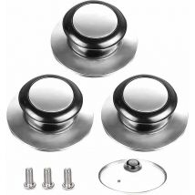 Choyclit - Bouton de Couvercle,3 Pièces Poignée Couvercle Casserole, Convient Pour Poignée de Couvercle en Verre, Couvercle de Casserole en Acier