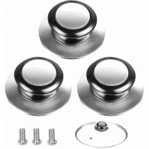 Bouton de Couvercle, 3 Pièces Poignée Couvercle Casserole, Convient Pour Poignée de Couvercle en Verre, Couvercle de Casserole en Acier Inoxydable,
