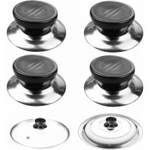 Bouton de Couvercle,4 pièces poignée couvercle poele, Bouton Couvercle Casserole Housses, Poignée Couvercle Casserole Convient aux Bouilloires Poêles