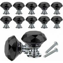 Bouton de Meuble Cristal, 10Pcs Poignées de Bouton en Cristal de Diamant, 30mm Bouton de Porte Meuble Tiroir Placard avec Vis pour Accueil Bureau,