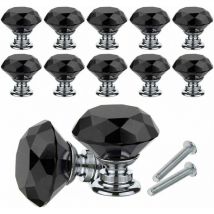 Bouton de Meuble Cristal, 10Pcs Poignées de Bouton en Cristal de Diamant, 30mm Bouton de Porte Meuble Tiroir Placard avec Vis pour Accueil Bureau,