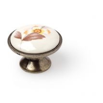 Bouton de meuble Style classique Fabriqué en Porcelaine-Zamak Finition fleur blanche Mesures 292922mm Système de fixation 2 unités - talla