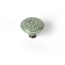 Bouton de meuble Style décoratif Fabriqué en Porcelaine-Zamak Finition verte Mesures 444435mm Système de fixation Comprend des vis M4 4 unités - talla